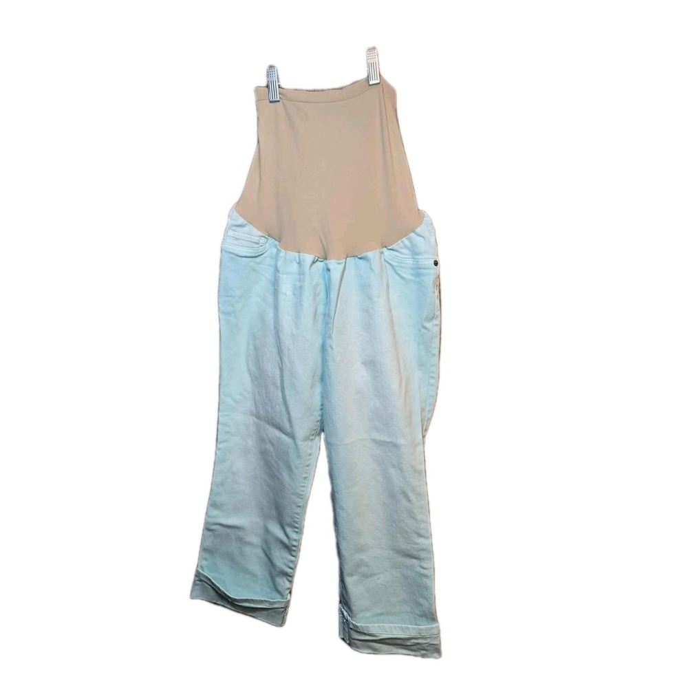 Indigo Blue Maternity Mint Green Capris Stretch, Embroidered, Size XL